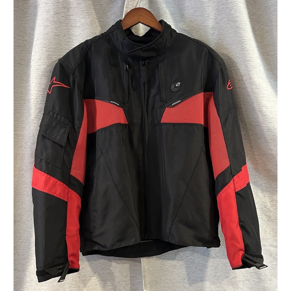 Alpinestars Motorcycle Jacket XL‎ Mens Black/Red Padded Elbow Lined